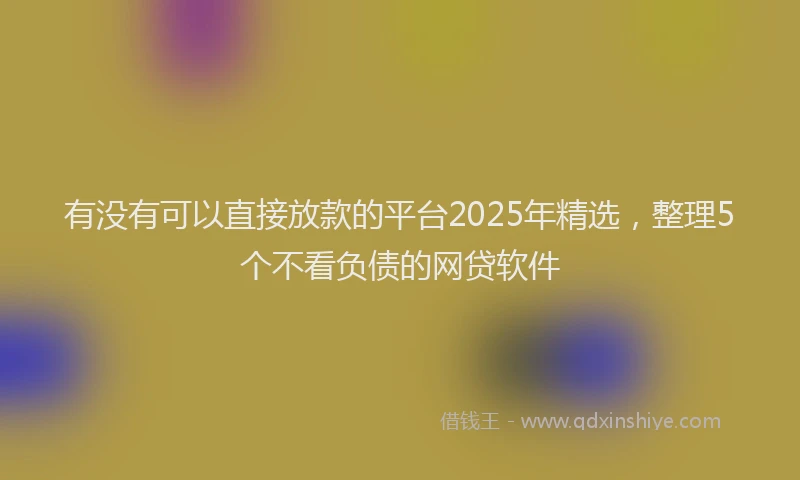 有没有可以直接放款的平台2025年精选，整理5个不看负债的网贷软件