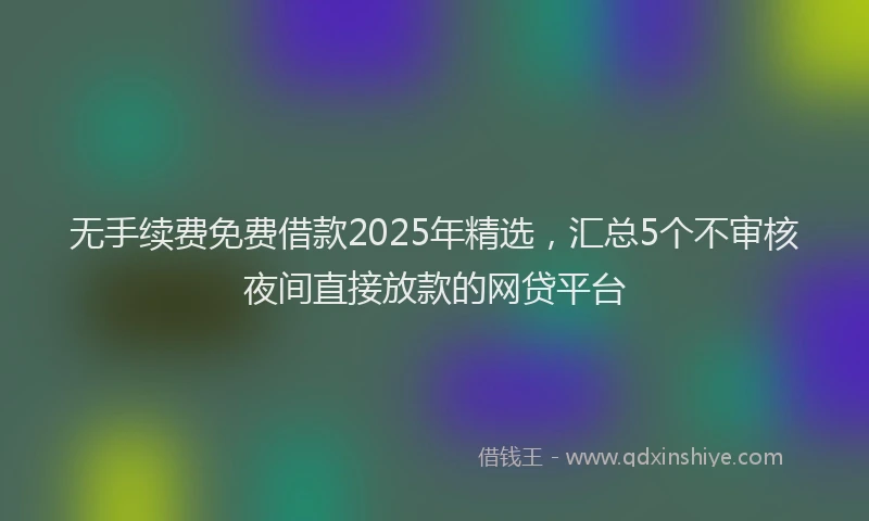 无手续费免费借款2025年精选，汇总5个不审核夜间直接放款的网贷平台