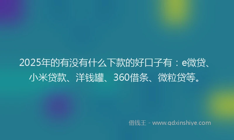 2025年的有没有什么下款的好口子有：e微贷、小米贷款、洋钱罐、360借条、微粒贷等。