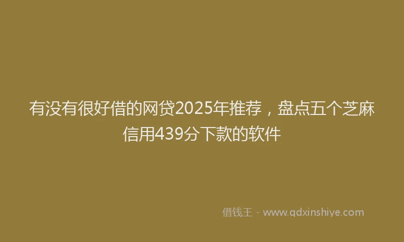 有没有很好借的网贷2025年推荐，盘点五个芝麻信用439分下款的软件