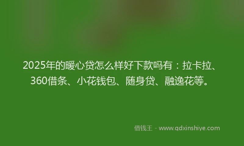 2025年的暖心贷怎么样好下款吗有：拉卡拉、360借条、小花钱包、随身贷、融逸花等。