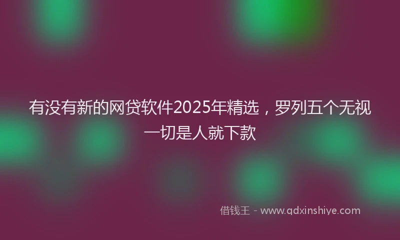 有没有新的网贷软件2025年精选，罗列五个无视一切是人就下款