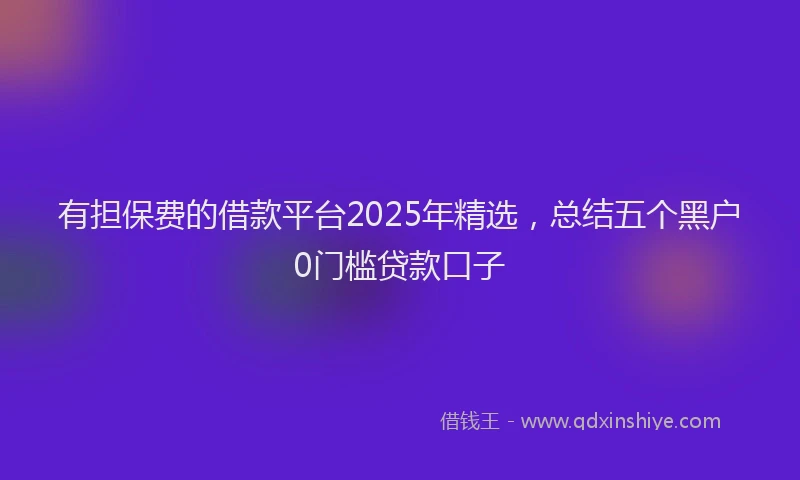 有担保费的借款平台2025年精选，总结五个黑户0门槛贷款口子
