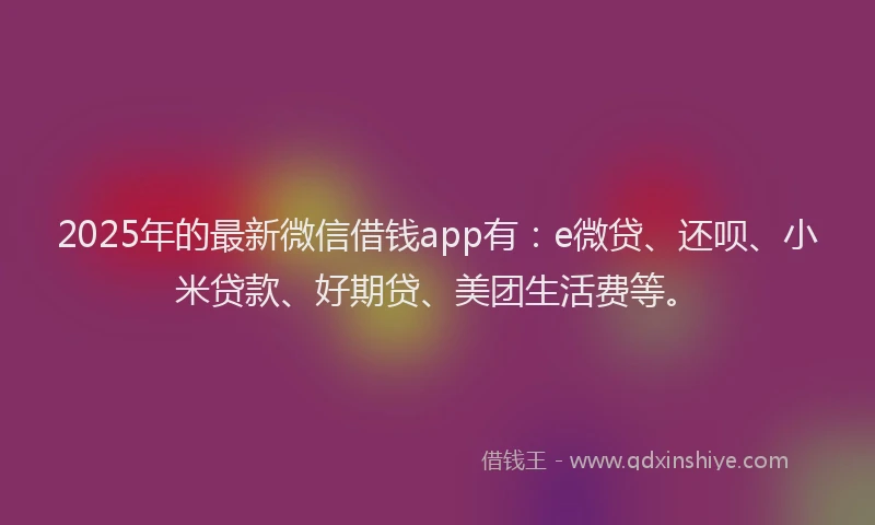 2025年的最新微信借钱app有：e微贷、还呗、小米贷款、好期贷、美团生活费等。