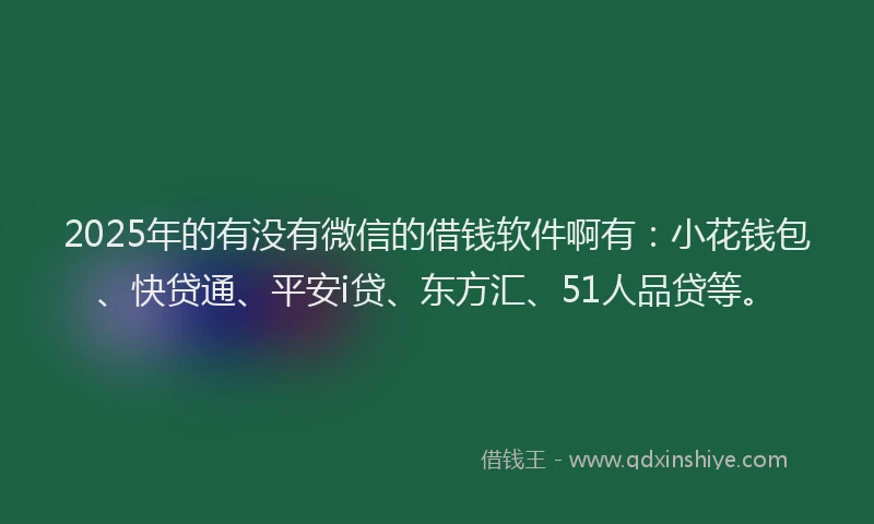 2025年的有没有微信的借钱软件啊有：小花钱包、快贷通、平安i贷、东方汇、51人品贷等。