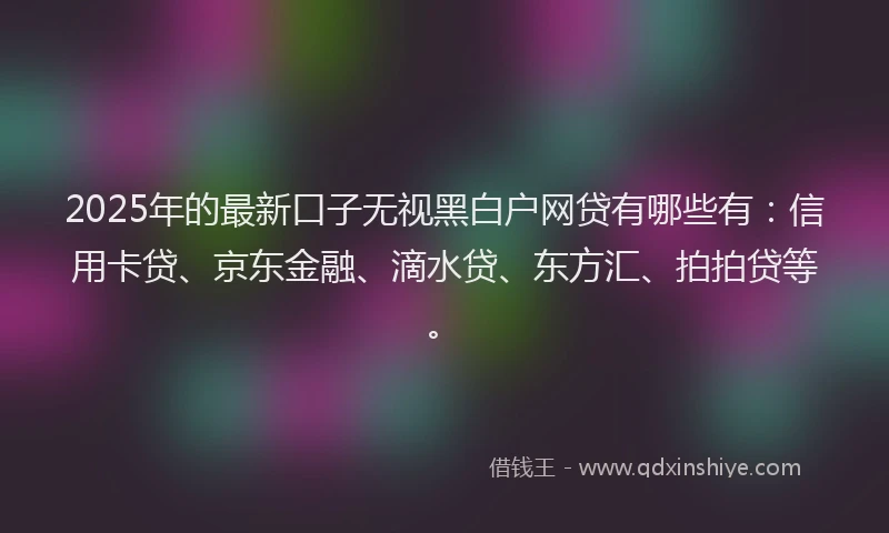 2025年的最新口子无视黑白户网贷有哪些有：信用卡贷、京东金融、滴水贷、东方汇、拍拍贷等。