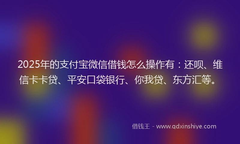 2025年的支付宝微信借钱怎么操作有：还呗、维信卡卡贷、平安口袋银行、你我贷、东方汇等。
