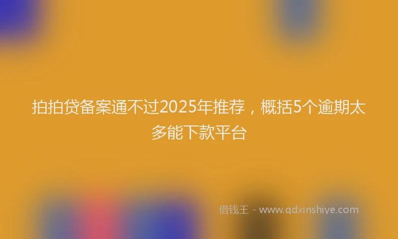 拍拍贷备案通不过2025年推荐，概括5个逾期太多能下款平台