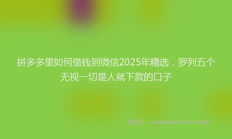 拼多多里如何借钱到微信2025年精选，罗列五个无视一切是人就下款的口子