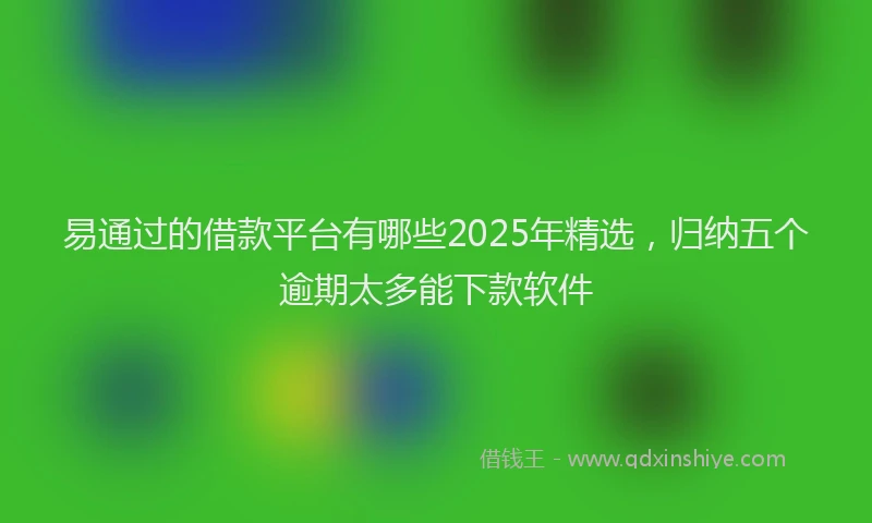 易通过的借款平台有哪些2025年精选，归纳五个逾期太多能下款软件