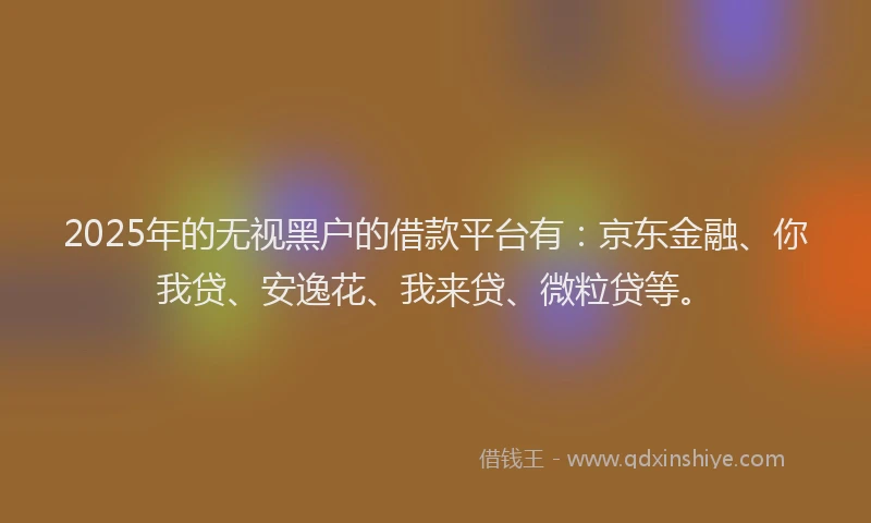 2025年的无视黑户的借款平台有：京东金融、你我贷、安逸花、我来贷、微粒贷等。