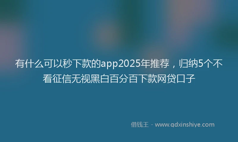 有什么可以秒下款的app2025年推荐，归纳5个不看征信无视黑白百分百下款网贷口子