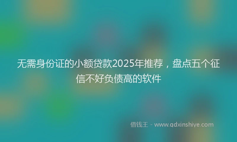 无需身份证的小额贷款2025年推荐，盘点五个征信不好负债高的软件