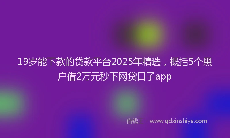 19岁能下款的贷款平台2025年精选，概括5个黑户借2万元秒下网贷口子app