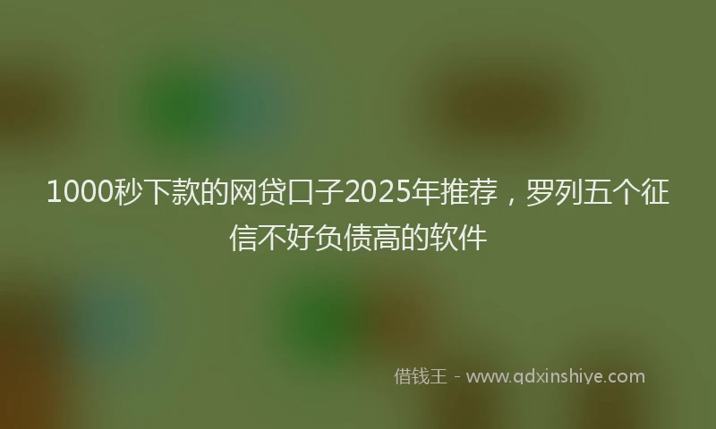 1000秒下款的网贷口子2025年推荐，罗列五个征信不好负债高的软件