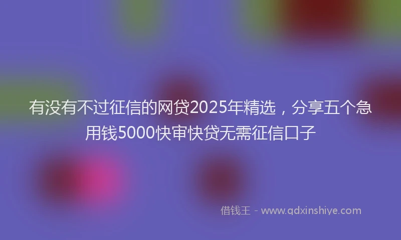 有没有不过征信的网贷2025年精选，分享五个急用钱5000快审快贷无需征信口子