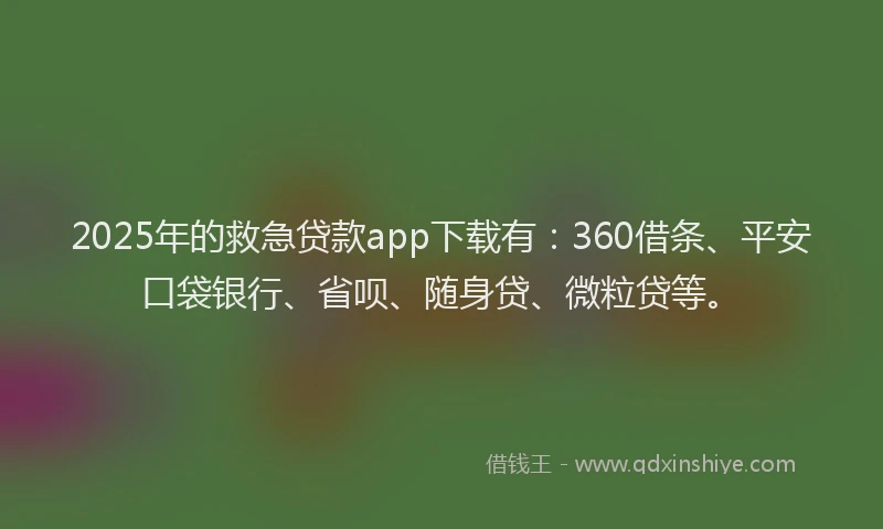 2025年的救急贷款app下载有：360借条、平安口袋银行、省呗、随身贷、微粒贷等。