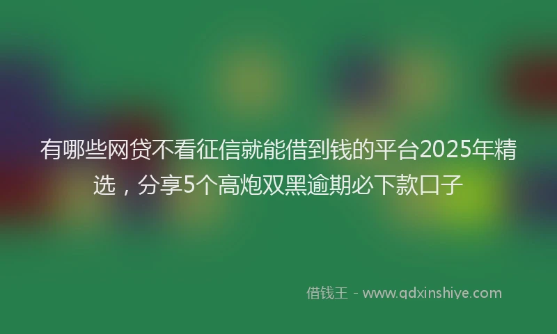 有哪些网贷不看征信就能借到钱的平台2025年精选，分享5个高炮双黑逾期必下款口子