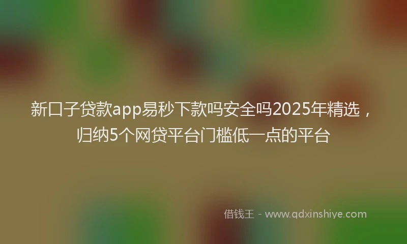 新口子贷款app易秒下款吗安全吗2025年精选，归纳5个网贷平台门槛低一点的平台