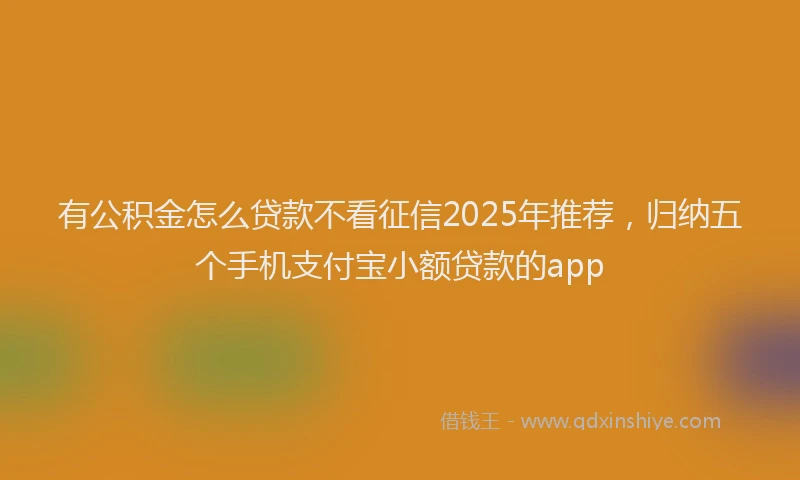 有公积金怎么贷款不看征信2025年推荐，归纳五个手机支付宝小额贷款的app