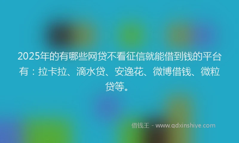 2025年的有哪些网贷不看征信就能借到钱的平台有：拉卡拉、滴水贷、安逸花、微博借钱、微粒贷等。