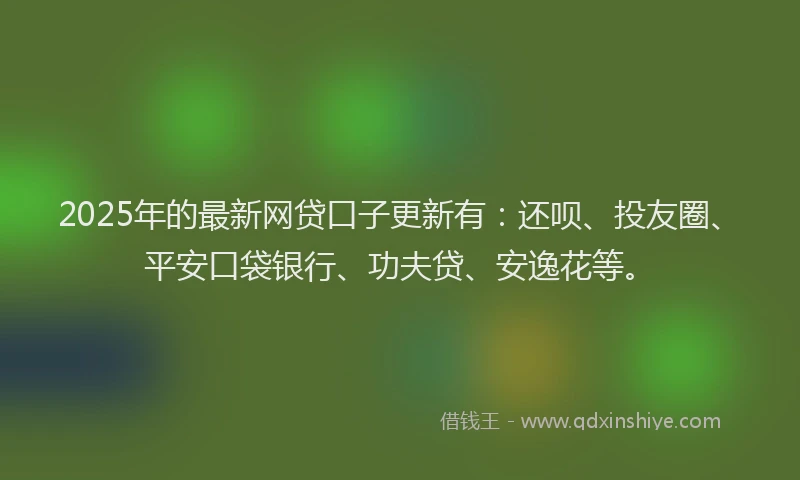 2025年的最新网贷口子更新有：还呗、投友圈、平安口袋银行、功夫贷、安逸花等。