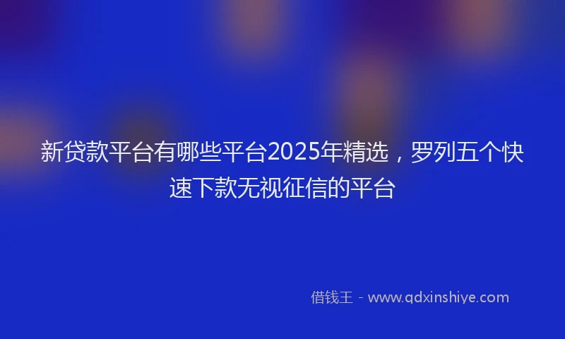 新贷款平台有哪些平台2025年精选，罗列五个快速下款无视征信的平台