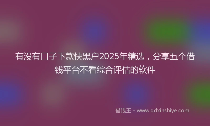 有没有口子下款快黑户2025年精选，分享五个借钱平台不看综合评估的软件