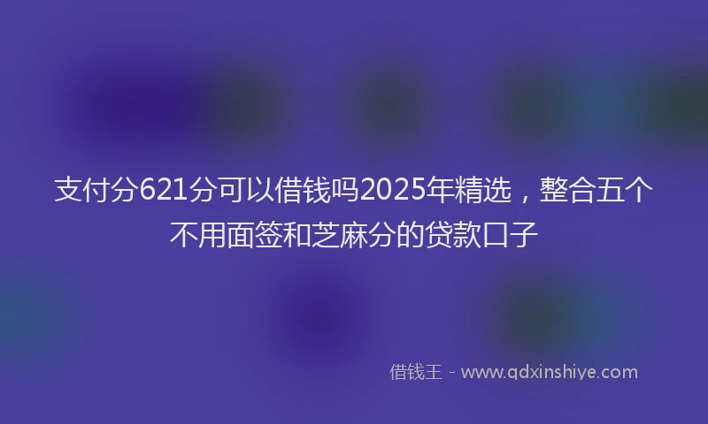 支付分621分可以借钱吗2025年精选，整合五个不用面签和芝麻分的贷款口子