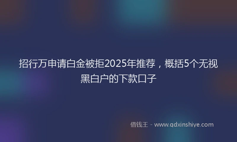 招行万申请白金被拒2025年推荐，概括5个无视黑白户的下款口子