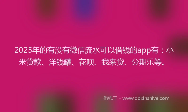 2025年的有没有微信流水可以借钱的app有：小米贷款、洋钱罐、花呗、我来贷、分期乐等。