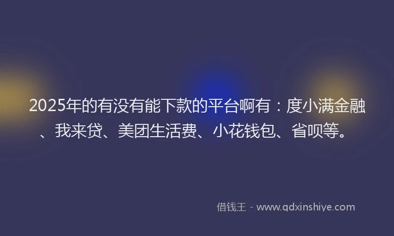 2025年的有没有能下款的平台啊有：度小满金融、我来贷、美团生活费、小花钱包、省呗等。
