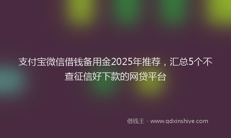 支付宝微信借钱备用金2025年推荐，汇总5个不查征信好下款的网贷平台