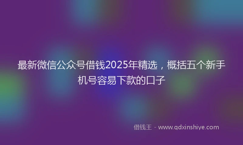 最新微信公众号借钱2025年精选，概括五个新手机号容易下款的口子
