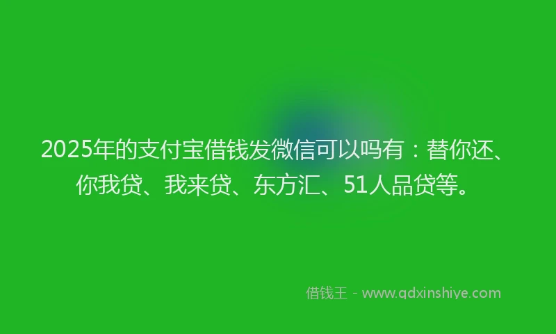 2025年的支付宝借钱发微信可以吗有：替你还、你我贷、我来贷、东方汇、51人品贷等。