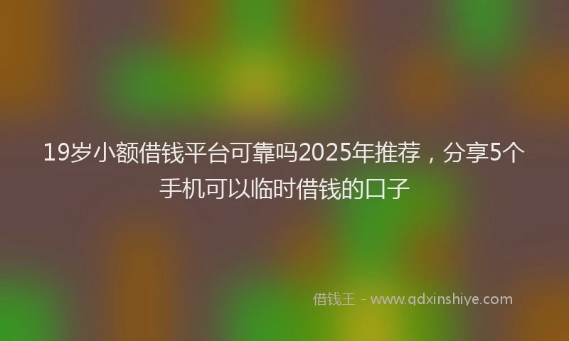 19岁小额借钱平台可靠吗2025年推荐，分享5个手机可以临时借钱的口子