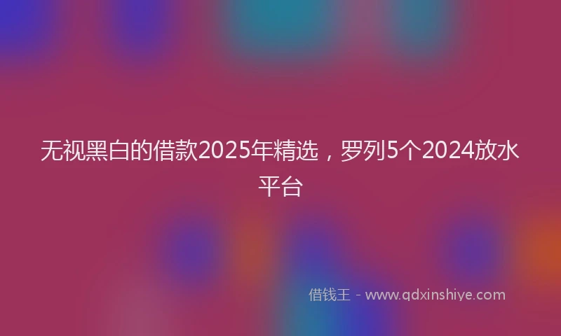 无视黑白的借款2025年精选，罗列5个2024放水平台