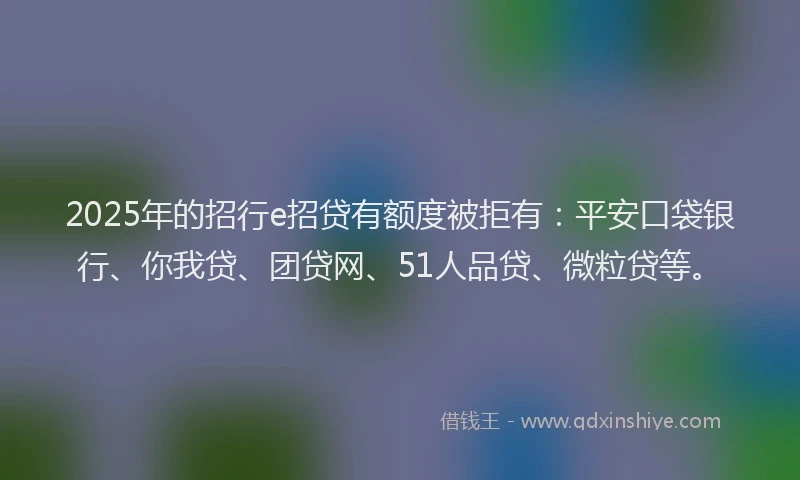 2025年的招行e招贷有额度被拒有：平安口袋银行、你我贷、团贷网、51人品贷、微粒贷等。