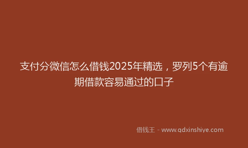 支付分微信怎么借钱2025年精选，罗列5个有逾期借款容易通过的口子