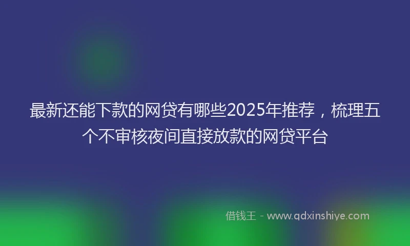 最新还能下款的网贷有哪些2025年推荐，梳理五个不审核夜间直接放款的网贷平台