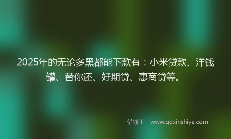 2025年的无论多黑都能下款有：小米贷款、洋钱罐、替你还、好期贷、惠商贷等。