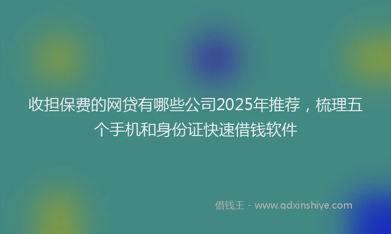 收担保费的网贷有哪些公司2025年推荐，梳理五个手机和身份证快速借钱软件