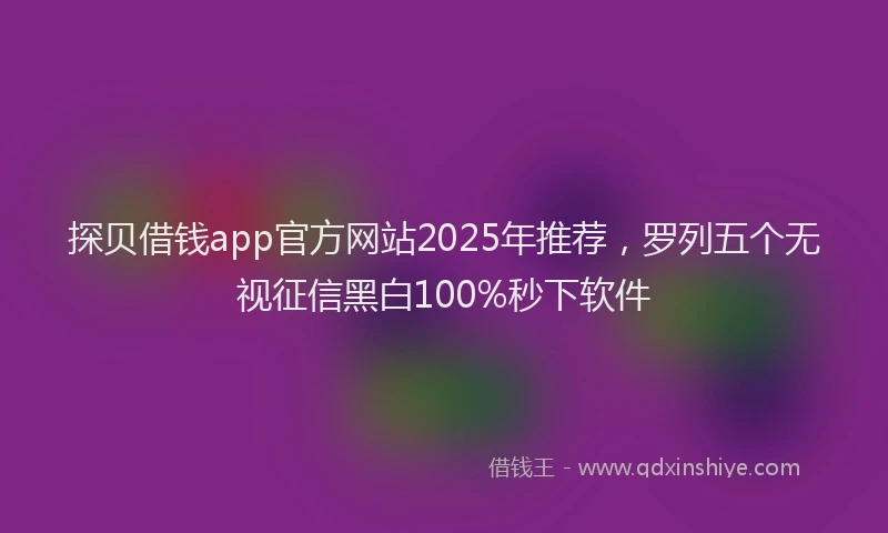 探贝借钱app官方网站2025年推荐，罗列五个无视征信黑白100%秒下软件
