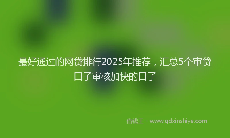 最好通过的网贷排行2025年推荐，汇总5个审贷口子审核加快的口子