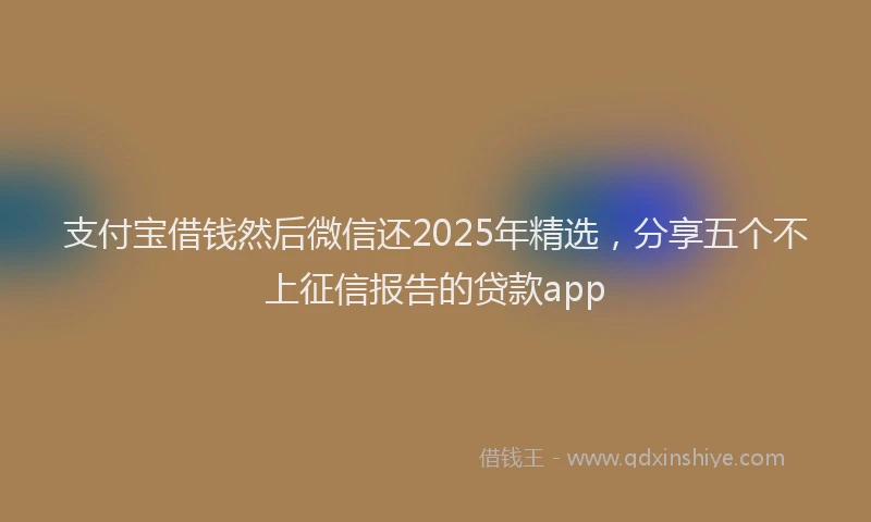 支付宝借钱然后微信还2025年精选，分享五个不上征信报告的贷款app