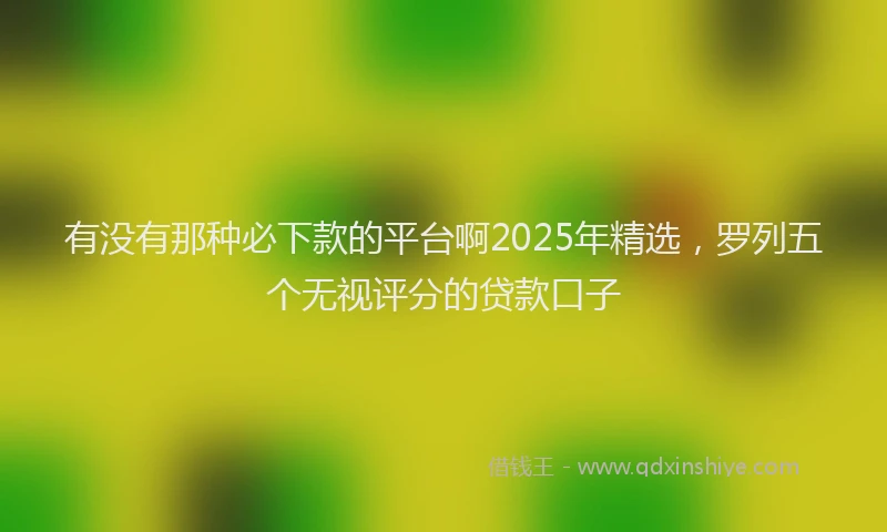 有没有那种必下款的平台啊2025年精选，罗列五个无视评分的贷款口子