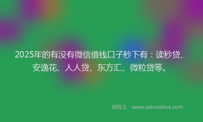2025年的有没有微信借钱口子秒下有：读秒贷、安逸花、人人贷、东方汇、微粒贷等。