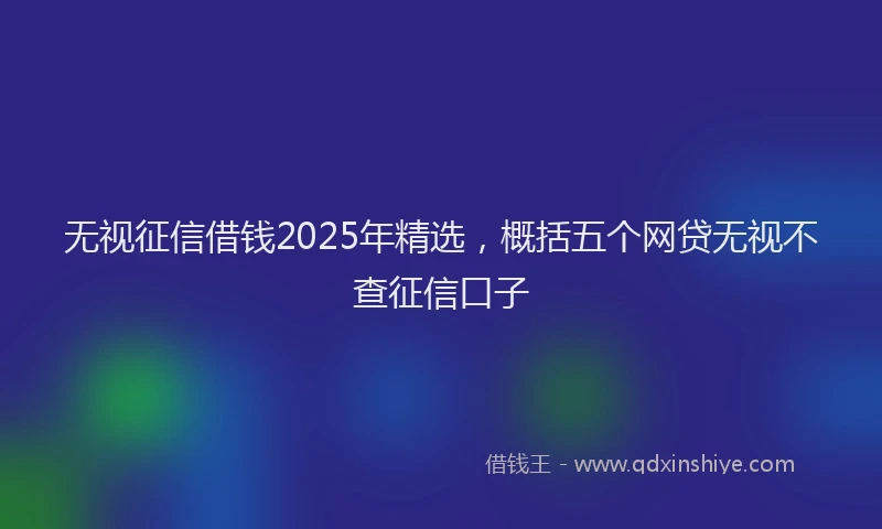 无视征信借钱2025年精选，概括五个网贷无视不查征信口子