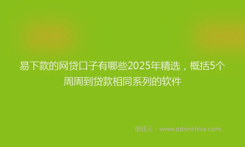 易下款的网贷口子有哪些2025年精选，概括5个周周到贷款相同系列的软件