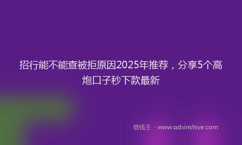 招行能不能查被拒原因2025年推荐，分享5个高炮口子秒下款最新